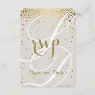 Convite de casamento Chic   RSVP Dourada Confetti 