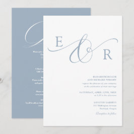 Convite de Casamento Chic Script Monograma Tudo Em