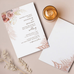 Convite de casamento Chic Terracotta Pampas Orçame