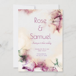 Convite de Casamento Chic Tinta Álcool Berinjela