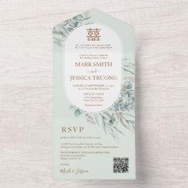 Convite de Casamento Chinês com Moldura Redonda de