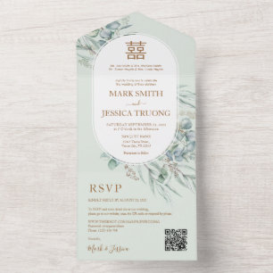 Convite de Casamento Chinês com Moldura Redonda de