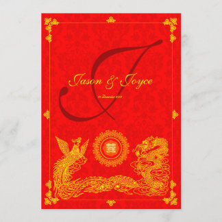 Convite de casamento chinês do dragão clássico pho