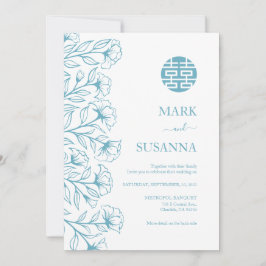 Convite de casamento Chinês Tradicional Elegante