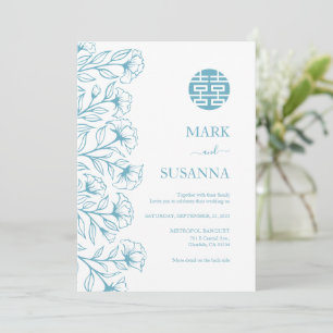 Convite de casamento Chinês Tradicional Elegante