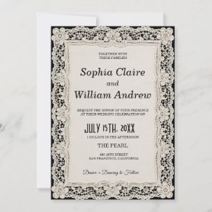 Convite de Casamento Chocolate Black Lace Old Mone