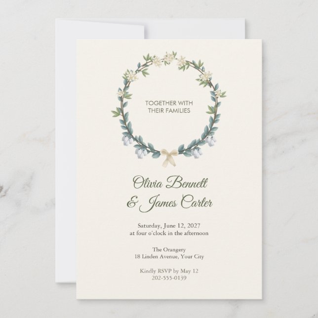 Convite de Casamento Choisya Wreath (Frente)