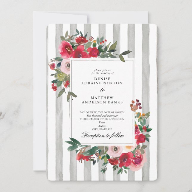 Convite de Casamento Cinza Antártica (Frente)