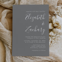 Convite de Casamento Cinza Branco Roteiro Moderno