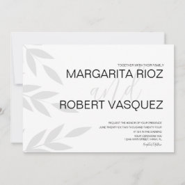 Convite de Casamento Cinza Branco Script Marca Mod