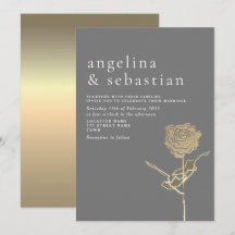 Convite de Casamento Cinza Chic