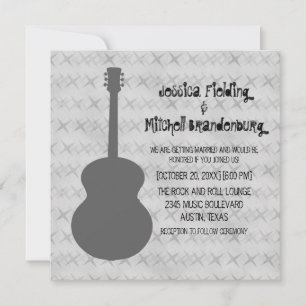 Convite de casamento Cinza Guitar Grunge