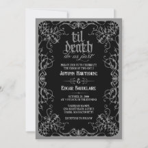 Convite de Casamento Cinza Preto Til Death Gótico