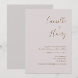 Convite de Casamento Cinza Rosa Minimalista Modern