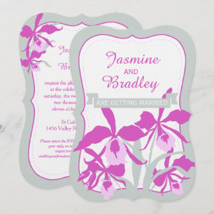 Convite de casamento cinzento verde roxo da