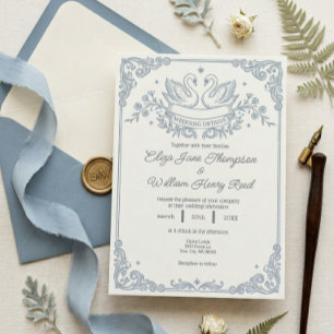 Convite de Casamento Cisne Azul