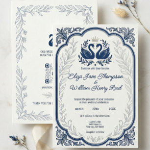 Convite de Casamento Cisne Azul