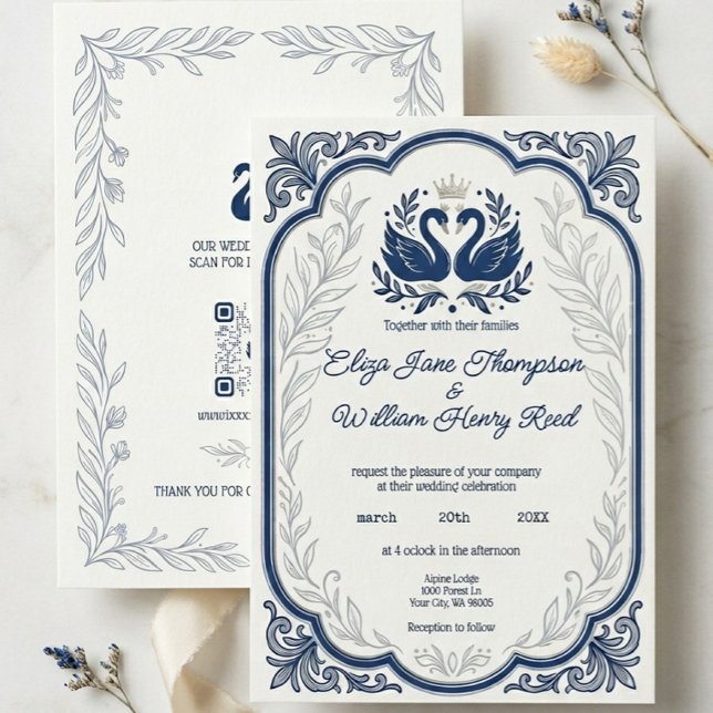 Convite de Casamento Cisne Azul (Criador carregado)