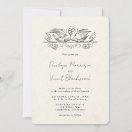 Convite de Casamento Cisnes de Amor