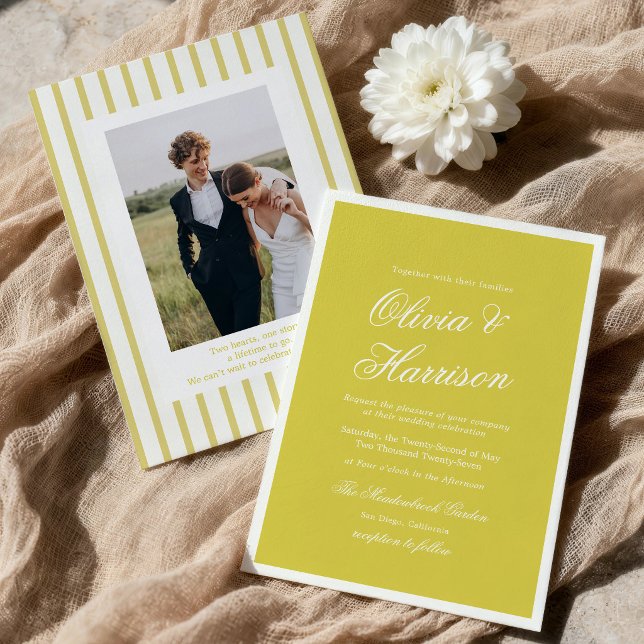 Convite de Casamento Citrino Amarelo Ilha Old Mone (Criador carregado)