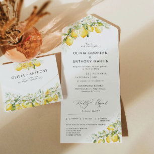 Convite de Casamento Citrus Lemon All in One