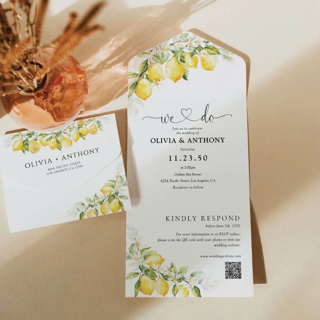 Convite de Casamento Citrus Lemon All in One (Criador carregado)