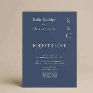 Convite de Casamento Classic Blue Amor Eterno