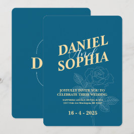Convite de casamento clássico azul