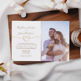Convite de Casamento Clássico Branco com Foto