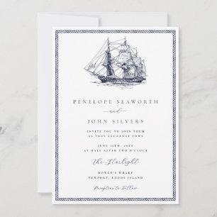 Convite de Casamento Clássico com Corda de Navio N