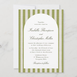 Convite de Casamento Clássico com Faixa Verde Oliv