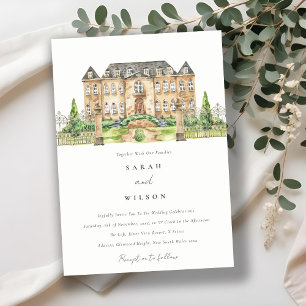 Convite de casamento Clássico de Chateau Watercolo