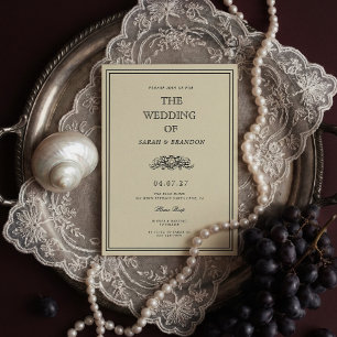 Convite de Casamento Clássico de Livro Antigo
