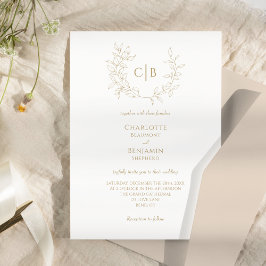 Convite de Casamento Clássico de Monograma de Gree