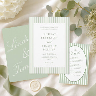 Convite de Casamento Clássico de Verão em Verde Sa