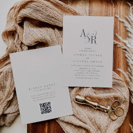 Convite de Casamento Clássico Elegante ANDREA Bege
