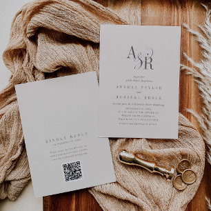 Convite de Casamento Clássico Elegante ANDREA Bege