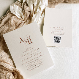 Convite de Casamento Clássico Elegante Boho Creme