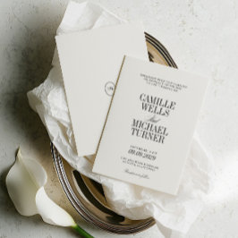 Convite de Casamento Clássico Elegante com Monogra