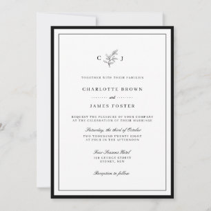 Convite de casamento clássico elegante de monogra