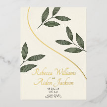 Convite de Casamento Clássico em Marfim e Dourado