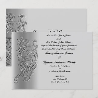 Convite de casamento clássico em relevo