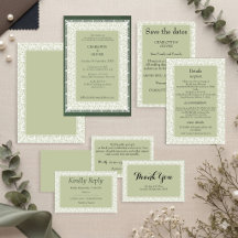 Convite de Casamento Clássico em Verde Sage Elegan