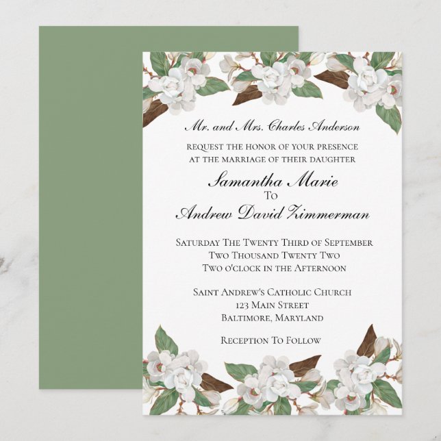 Convite de Casamento Clássico Formal Elegante Magn (Frente/Verso)
