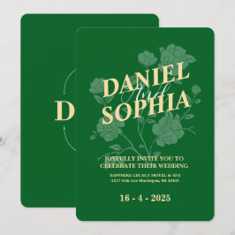Convite de casamento clássico Green
