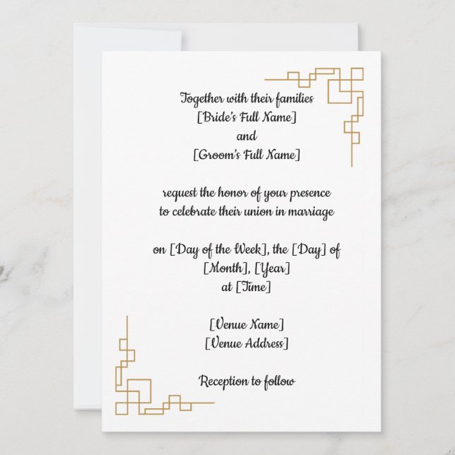 Convite de casamento clássico personalizável (Frente)