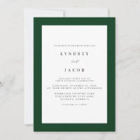 Convite de Casamento Clássico Verde Floresta Elega