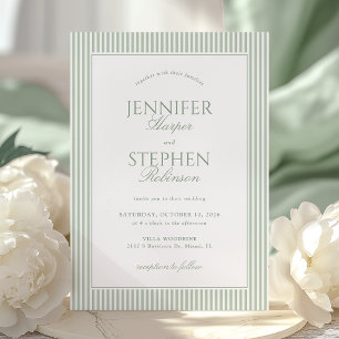 Convite de Casamento Clássico Verde Sage