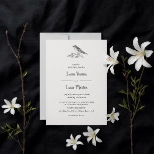 Convite de Casamento Clássico Vintage de Pássaros 