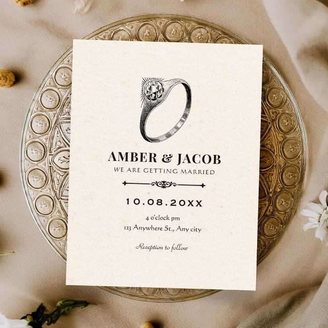 Convite de casamento clássico vintage elegante (Criador carregado)
